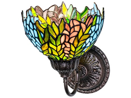 Meyda Tiffany Honey Locust 1-Light Mahogany Bronze Traditional Wall Sconce