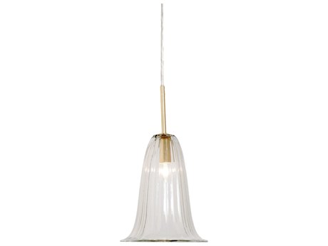 Meyda 1-Light Gold Glass Bell Mini Pendant