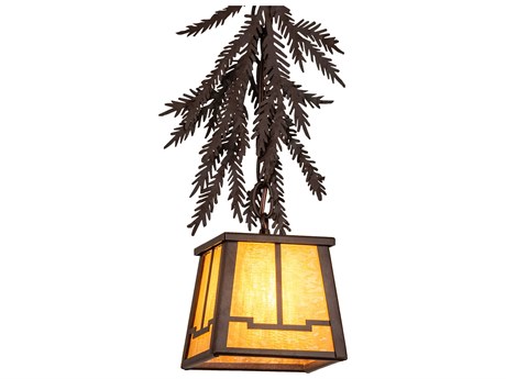 Meyda Pine Branch Valley View 1-Light Brown Glass Mini Pendant