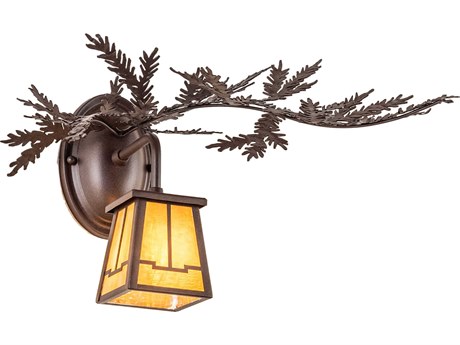 Meyda Pine Branch Valley View 1-Light Brown Glass Wall Sconce
