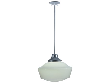 Meyda Revival Schoolhouse 1-Light Silver Glass Pendant