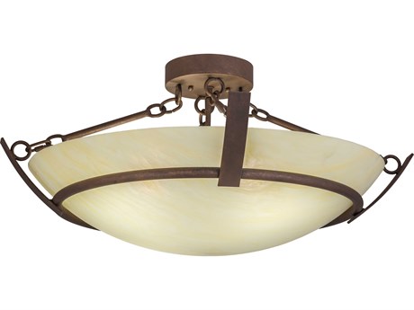 Meyda Covina 4-Light Rust Antique Bronze Bowl Semi Flush Mount