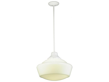 Meyda Revival Schoolhouse 1-Light White Glass Pendant