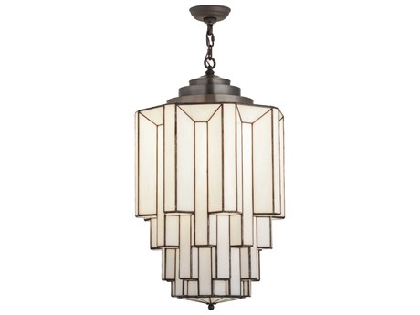 Meyda Paramount 1-Light Burnished Brass Glass Geometric Pendant
