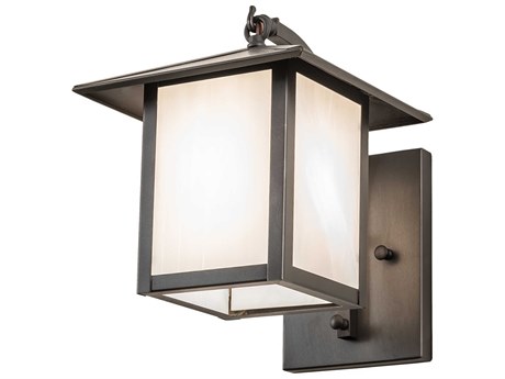 Meyda Seneca 1-Light Craftsman Brown Glass Wall Sconce