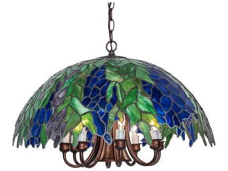Meyda Honey Locust 8 1-Light Mahogany Bronze Glass Crystal Chandelier