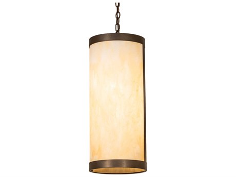 Meyda Cartier 2-Light Bronze Brown Glass Cylinder Pendant