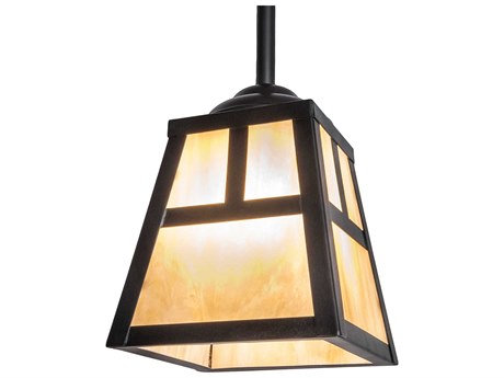 Meyda 1-Light Craftsman Brown Glass Lantern Mini Pendant
