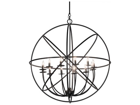Meyda Atom Enerjisi 12-Light Black Candelabra Geometric Chandelier