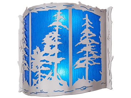 Meyda Pines 2-Light Nickel Blue Wall Sconce