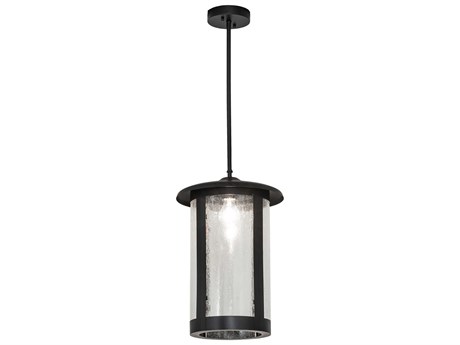 Meyda Fulton 1-Light Black Glass Cylinder Mini Pendant
