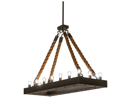 Meyda Quadrato 16-Light6-Light Wrought Iron Black Island Pendant