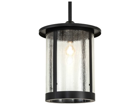 Meyda Fulton 1-Light Black Glass Cylinder Pendant