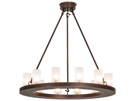 Meyda Loxley 12-Light Mahogany Bronze Glass Cylinder Chandelier