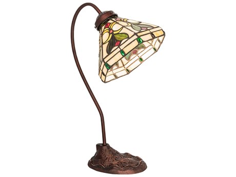Meyda Middleton Mahogany Bronze Glass Tiffany Desk Lamp