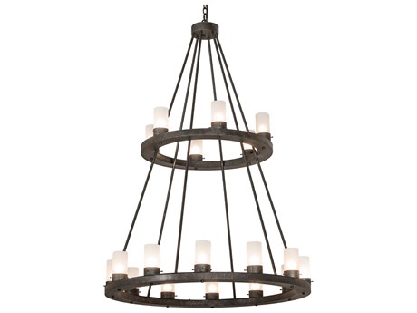 Meyda Loxley 18-Light8-Light Brown Glass Cylinder Tiered Chandelier