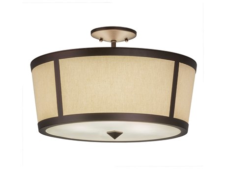 Meyda Cilindro 3-Light Mahogany Bronze Round Drum Semi Flush Mount