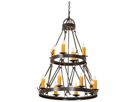 Meyda Lakeshore 12 1-Light Bronze Candelabra Tiered Chandelier