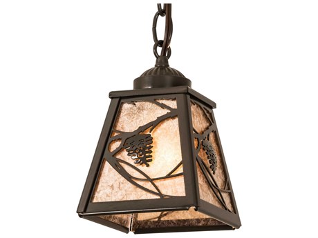Meyda Whispering Pines 1-Light Timeless Bronze Glass Mini Pendant