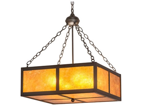 Meyda Mission 4-Light Oil Rubbed Bronze Glass Pendant