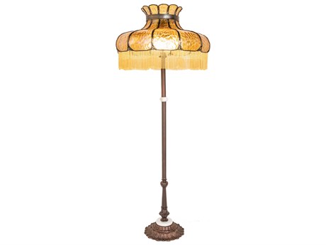 Meyda Frederick Mahogany Bronze Glass Tiffany Floor Lamp