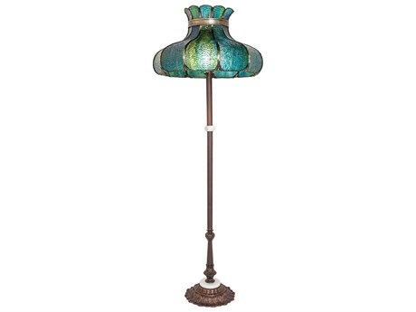Meyda Frederick Mahogany Bronze Glass Tiffany Floor Lamp