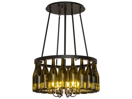 Meyda Tuscan Vineyard 6-Light Black Glass Semi Flush Mount
