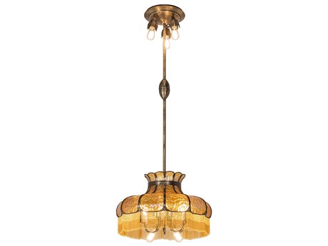 Meyda 5 6-Light Antique Mahogany Bronze Glass Chandelier