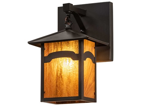 Meyda Seneca 1-Light Craftsman Brown Glass Wall Sconce
