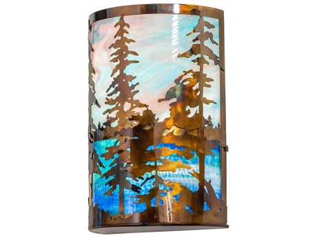 Meyda Pines 2-Light Transparent Copper Burnished Glass Wall Sconce