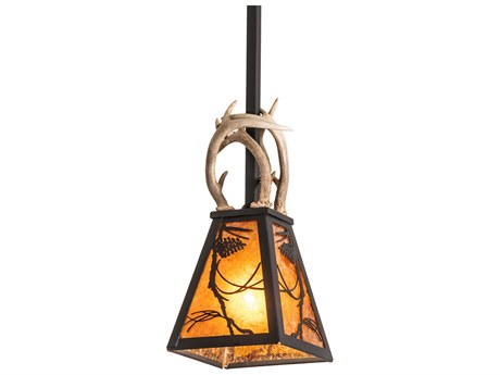 Meyda Whispering Pines 8- 1-Light Black Glass Empire Mini Pendant