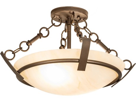 Meyda Covina 2-Light Bronze Glass Bowl Semi Flush Mount