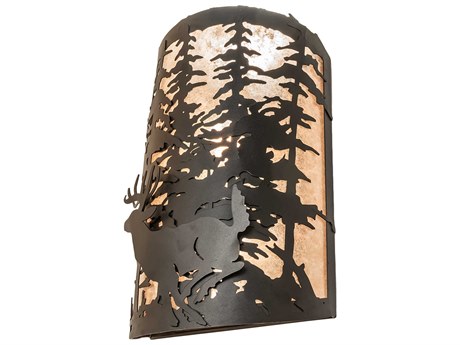 Meyda Pines 2 1-Light Black Glass Wall Sconce