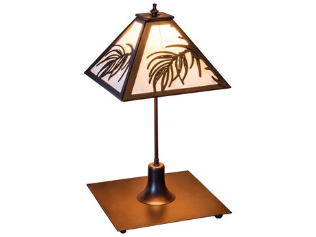 Meyda Pine Needle Mahogany Bronze Glass Table Lamp