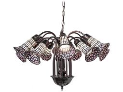 Meyda Stained Glass Pond Lily 12-Light Mahogany Bronze Bell