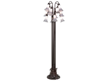 Meyda Pond Lily Mahogany Bronze Floor Lamp