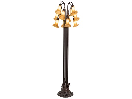 Meyda Pond Lily Mahogany Bronze Floor Lamp