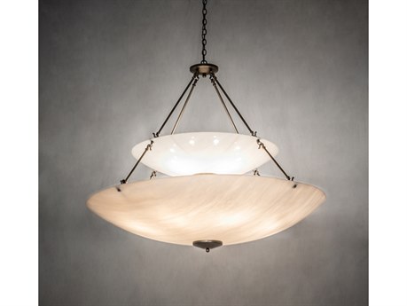 Meyda Cypola 12-Light Beige Gold White Glass Bowl Tiered Pendant