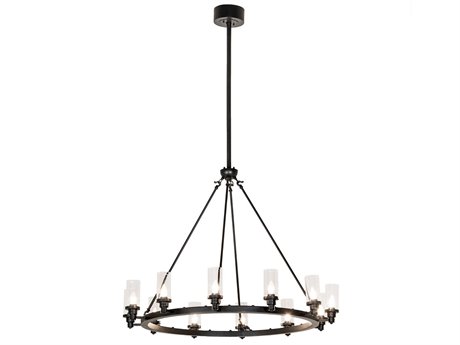 Meyda Loxley 12-Light Black Glass Cylinder Chandelier