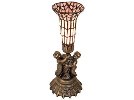 Meyda Pond Lily Antique Brass Glass Tiffany Table Lamp