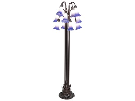 Meyda Pond Lily Mahogany Bronze Floor Lamp