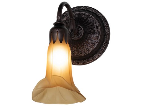 Meyda Pond Lily 1-Light Mahogany Bronze Glass Wall Sconce