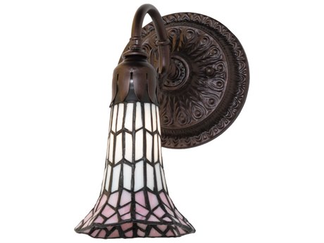 Meyda Stained Glass Pond Lily 1-Light Mahogany Bronze Tiffany Wall Sconce