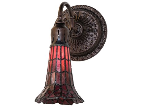 Meyda Stained Glass Pond Lily 1-Light Mahogany Bronze Tiffany Wall Sconce