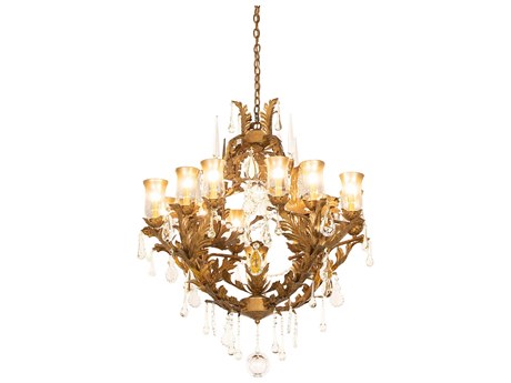 Meyda French Baroque 13-Light Gold Clear Glass Bell Chandelier