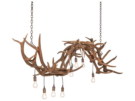 Meyda Antlers 8-Light Antique Copper Island Pendant