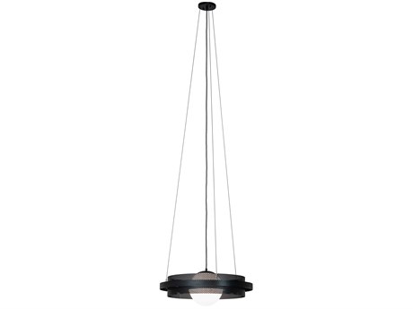 Meyda Bola 1-Light Solar Black Glass LED Globe Round Pendant
