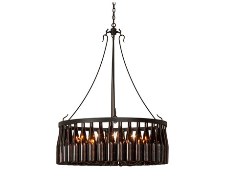 Meyda Tuscan Vineyard 12-Light Black Glass Drum Pendant