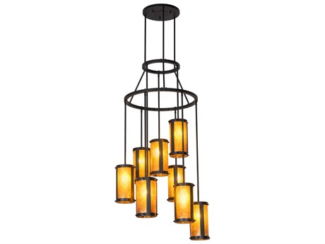 Meyda Cartier 9-Light Black Glass Cylinder Pendant