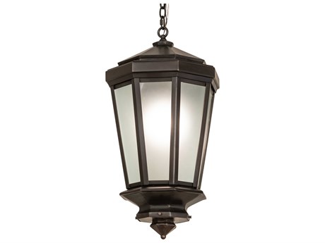 Meyda Wesleyan 1-Light Black Brass Glass Lantern Pendant